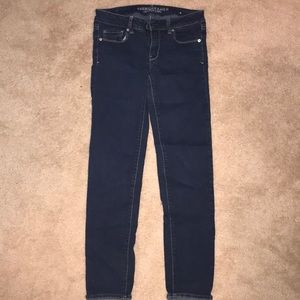 AEO dark super stretch skinny regular